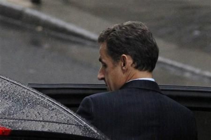 France&#039;s President Nicolas Sarkozy leaves the maternity clinic, Clinique de la Muette, in Paris