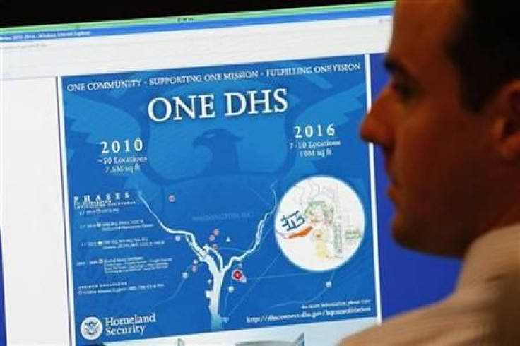 U.S. Department of Homeland Security analyst is pictured at the National Cybersecurity & Communications Integration Center in Arlington Virginia