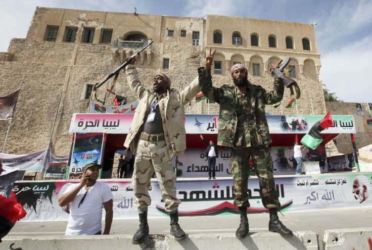 Libyans celebrate at Martyrs square in Tripoli