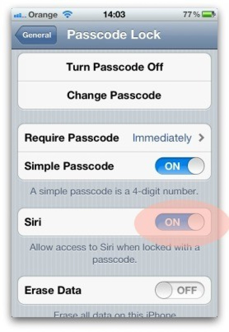 iPhone 4S Siri options