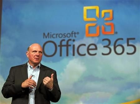 Microsoft CEO Steve Ballmer speaks at the launch of the company's Microsoft 365 cloud service in New York