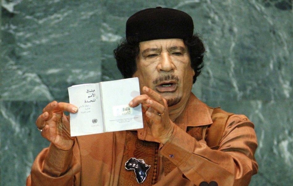 Muammar Gaddafi addresses the 64th United Nations General Assembly at the U.N. headquarters in New York September 23, 2009