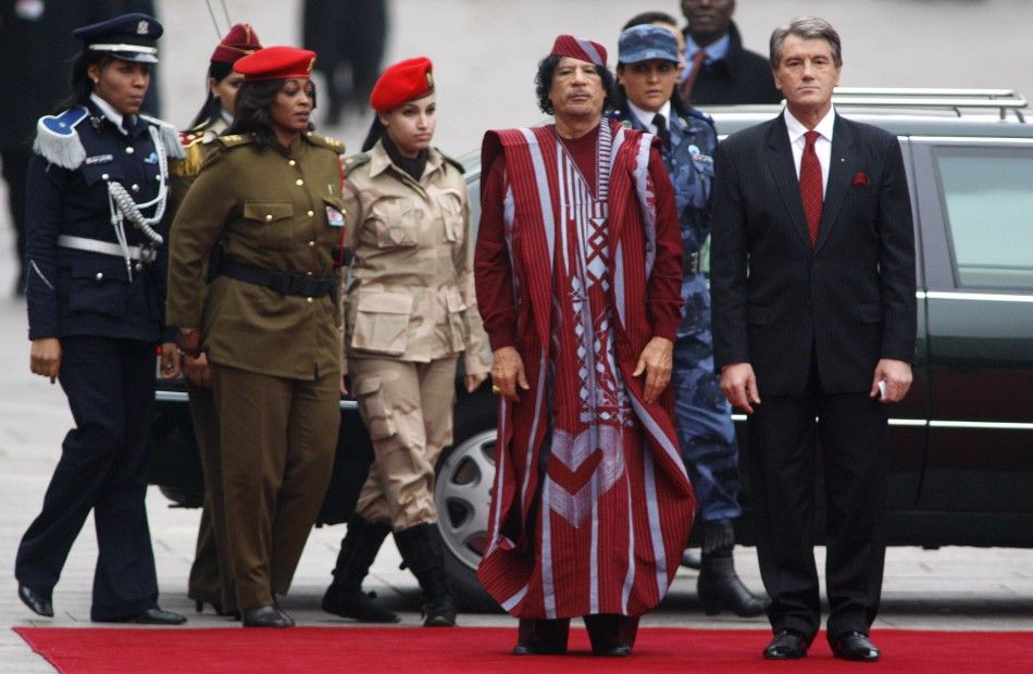 Libyan leader Gadhafi and Female Bodyguards