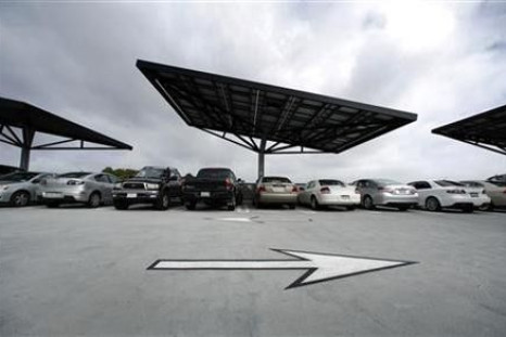 A parking structure at the University of California San Diego uses innovative ''solar trees'' to collect renewable energy from the Sun