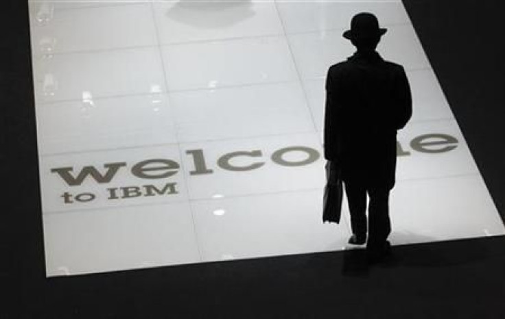 A man visits stand of US firm IBM at CeBIT computer fair in Hanover