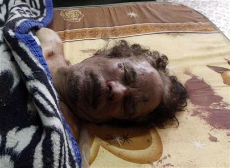 The dead body of Muammar Gaddafi