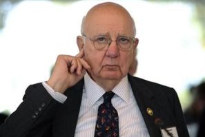 Paul Volcker, former chairman U.S. Federal Reserve takes part in the Spruce Meadows Changing Fortunes Round Table on business in Calgary