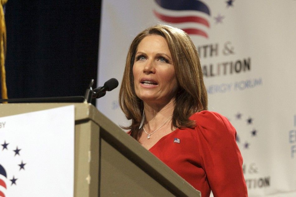 Minnesota Congresswoman Michelle Bachmann speaks at the Iowa Faith  Freedom Coalitions Presidential Forum at the Iowa State Fairgrounds in Des Moines