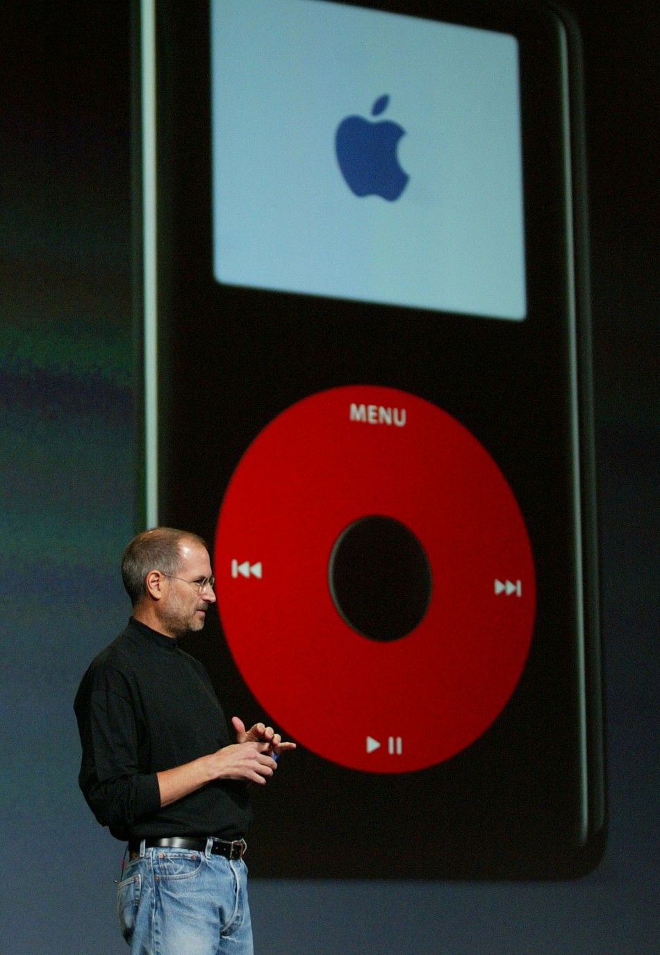 Apple CEO Steve Jobs introduced the iPod U2 Special Edition as part of a partnership between Apple, U2 and Universal Music Group UMG during a press conference in San Jose, California, October 26, 2004. The new special Edition U2 iPod which can hold up t