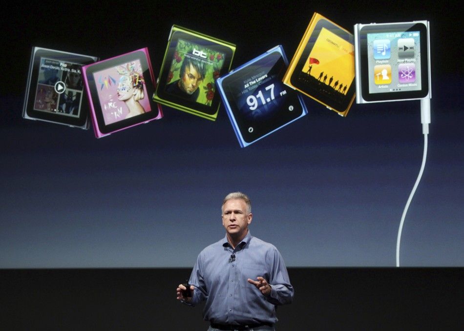 Philip Schiller, Apples senior vice president of Worldwide Product Marketing, speaks about the iPod Nano at Apple headquarters in Cupertino, California October 4, 2011.