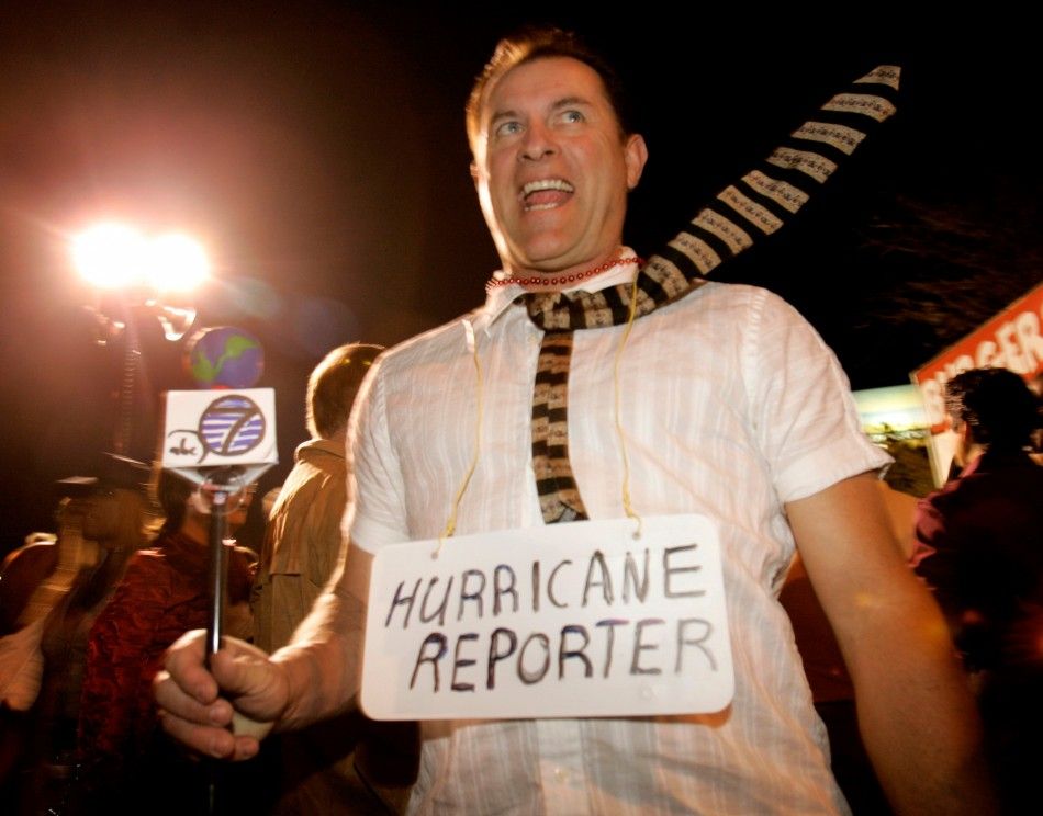 Marcel Stinissen is in a costume as a hurricane reporter during quotWest Hollywood Carnavalquot, a celebration of Halloween in West Hollywood, California October 31, 2005.