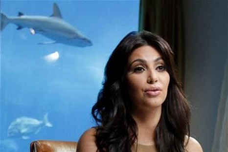TV personality and actress Kim Kardashian speaks during an interview with Reuters in Dubai