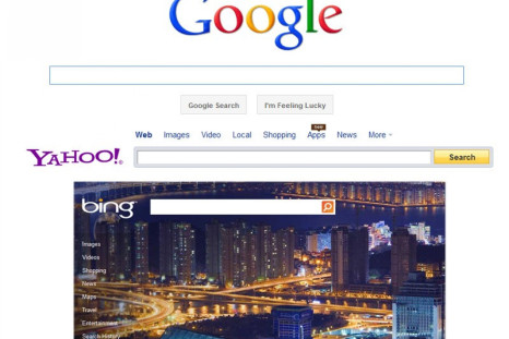 Google, Yahoo and Bing search engines (from top to bottom)