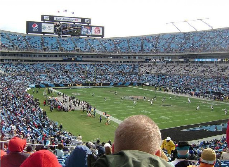A half-full Bank of America Stadium during a Carolina Panthers game from 2012.  The NFL is hoping that more engagement inside the stadiums will lead to more bodies in the seats.