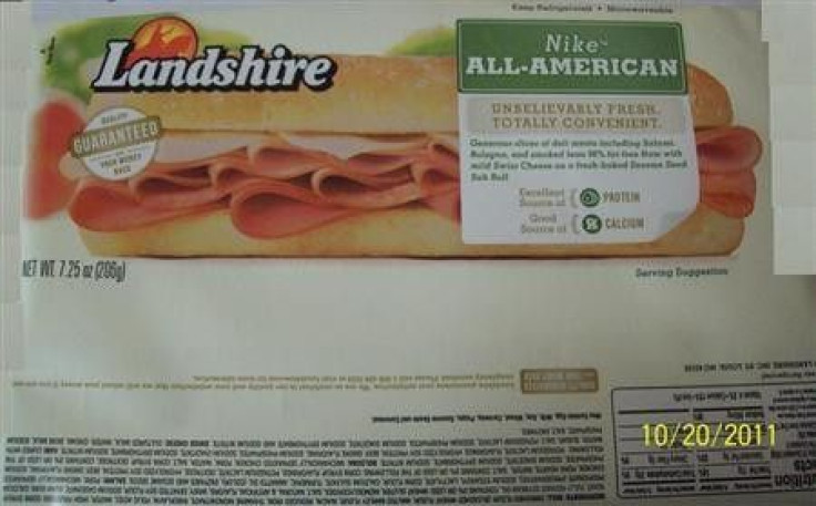 A recalled Landshire Nike All-American sandwich is seen in an FDA handout image.