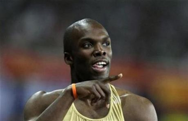LaShawn Merritt of the U.S. gestures after the men's 400m at the Shanghai Golden Grand Prix September 20, 2009. 