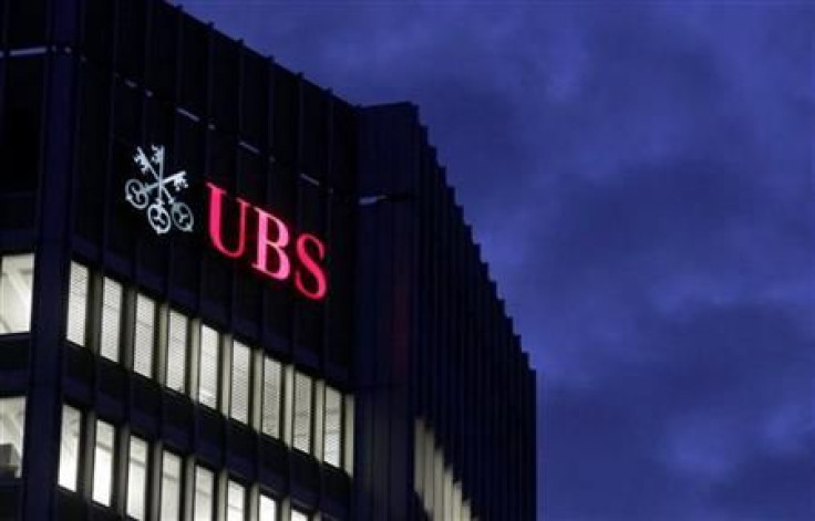 The logo of Swiss bank UBS is seen at an office building in Zurich