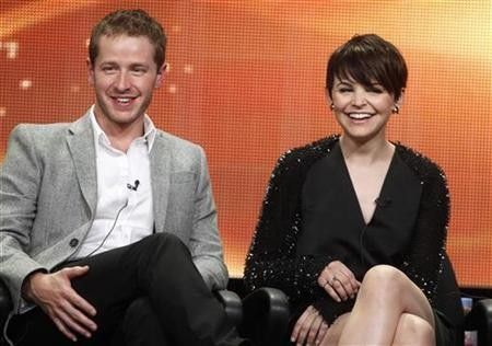 Actor Josh Dallas, who portrays Prince Charming, and actress Ginnifer Goodwin, who plays both Snow White and Sister Mary Margaret on new series 039039Once Upon A Time039039, smile during a panel session at the ABC Summer TCA Press Tour in Beve