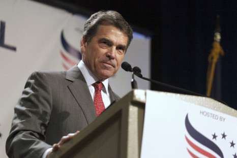 Texas Governor Perry speaks at the Iowa Faith & Freedom Coalition's Presidential Forum in Des Moines