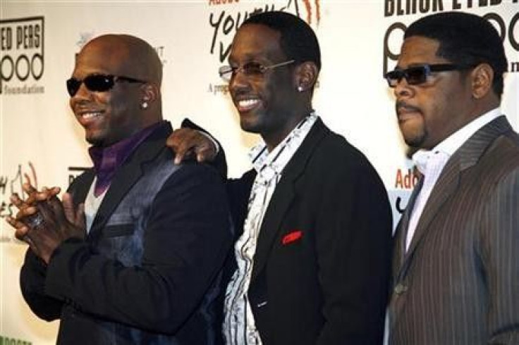 Members of Boyz II Men arrive for the Black Eyed Peas Peapod Foundation Benefit Concert at the Conga Room at L.A. Live in Los Angeles, California