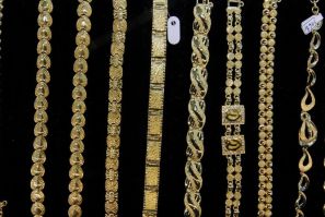 Gold necklaces, bracelets