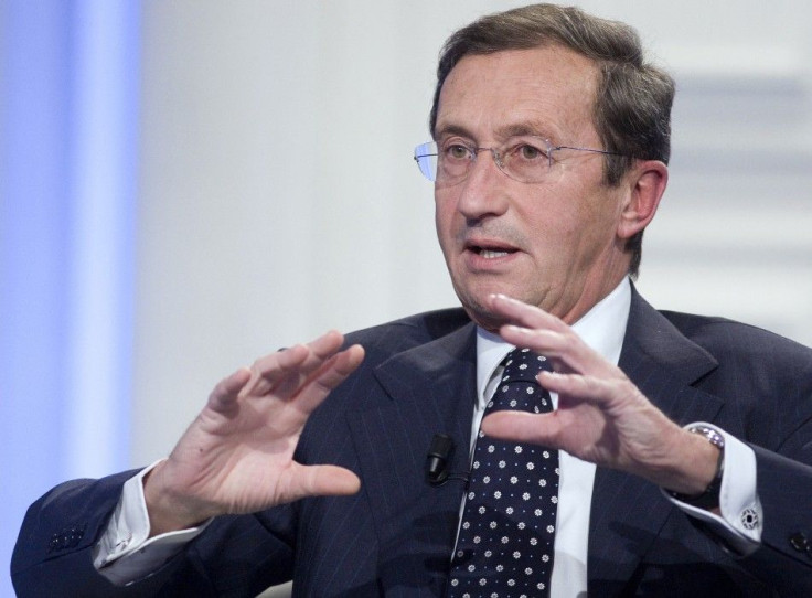 Italy&#039;s lower house speaker Gianfranco Fini gestures as he appears as a guest on the RAI television show Porta a Porta (Door to Door) in Rome