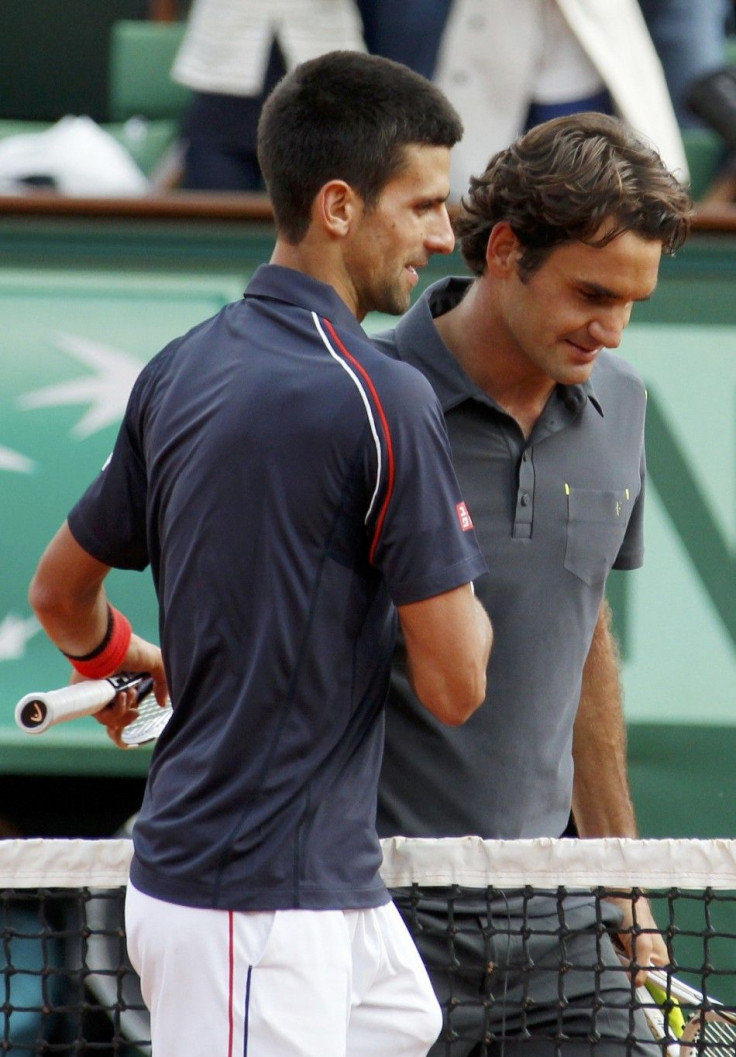 Novak Djokovic (L) and Roger Federer