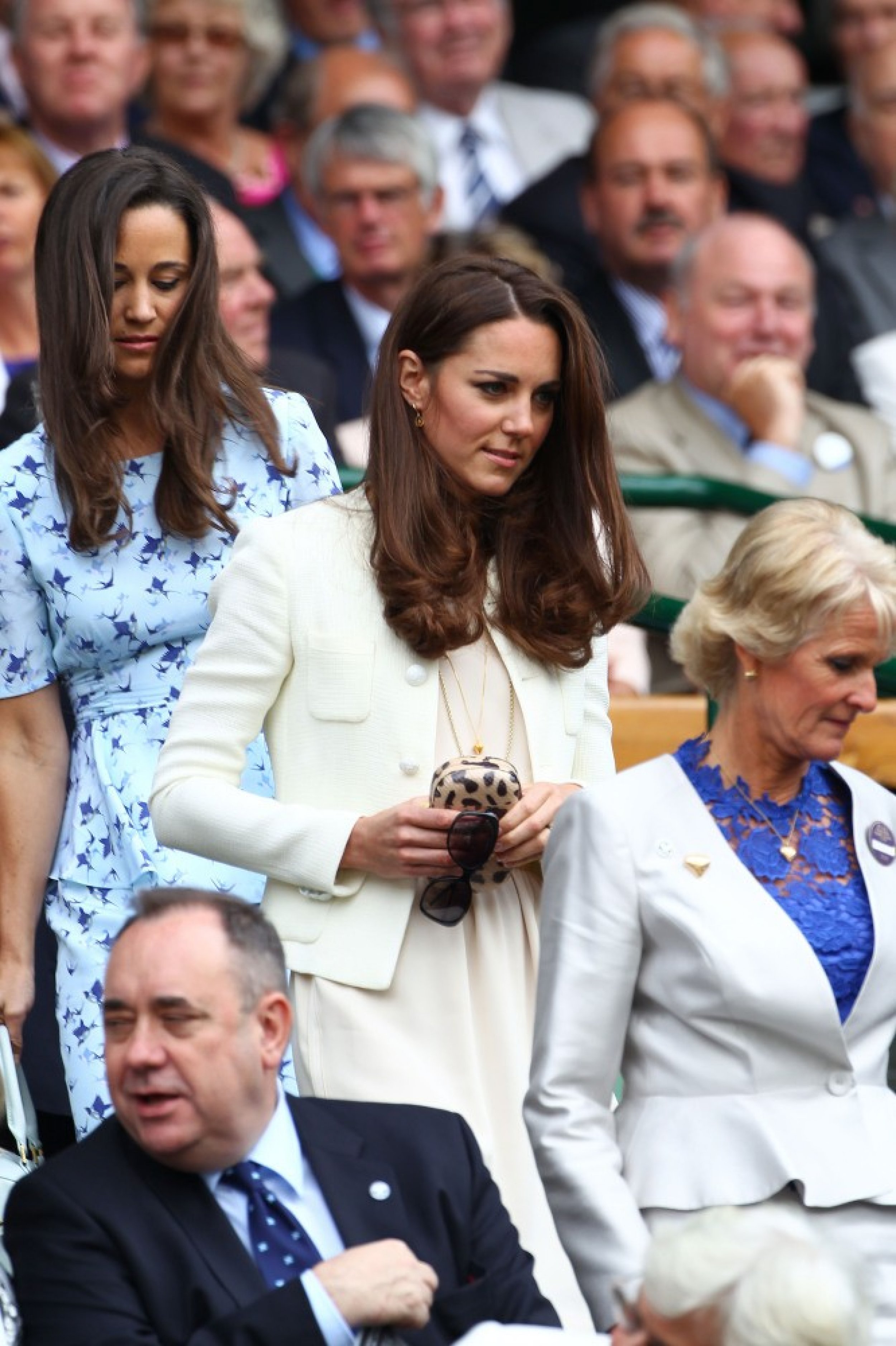 Kate Middleton wearing a Joseph Vanessa sleeveless scoop-neck white dress at Wimbledon
