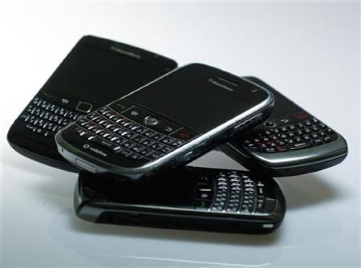 Blackberry smartphones are pictured in this illustration photo taken in Berlin