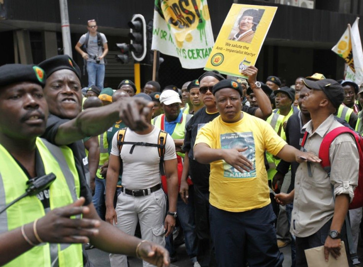 African National Congress Youth League leader Malema takes part in a march in Johannebsurg