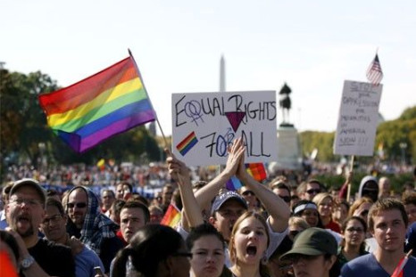 Thousands of people gather during a gay rights demonstration in Washington