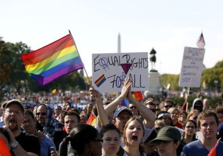 Thousands of people gather during a gay rights demonstration in Washington