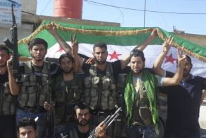 Syrian rebels celebrating 