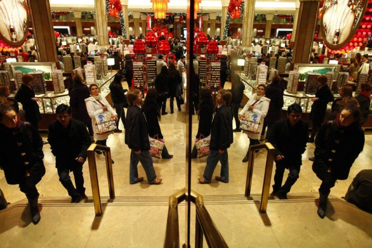 Customers shop at Macy's department store in New York