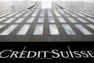 A logo is seen on a Credit Suisse building in Zurich
