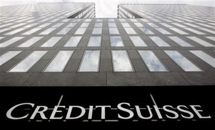 A logo is seen on a Credit Suisse building in Zurich