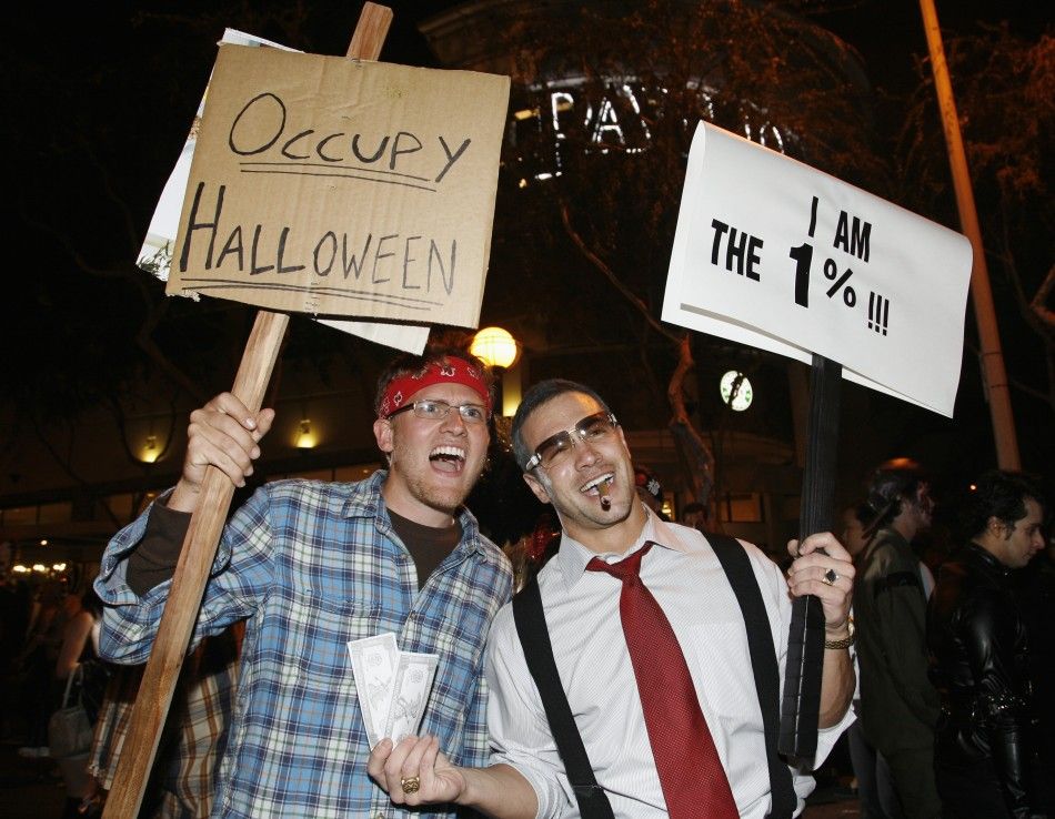 Occupy Wall Street Protestors Don Halloween Costumes