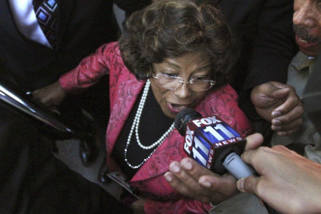 Michael Jackson's mother Katherine Jackson speaks to the media as she leaves the courthouse
