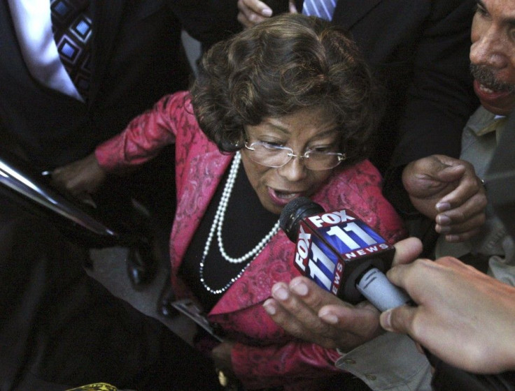 Michael Jackson's mother Katherine Jackson speaks to the media as she leaves the courthouse