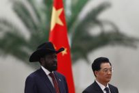 South Sudanese President Salva Kiir meets with Chinese counterpart, Hu Jintao, on visit to Beijing