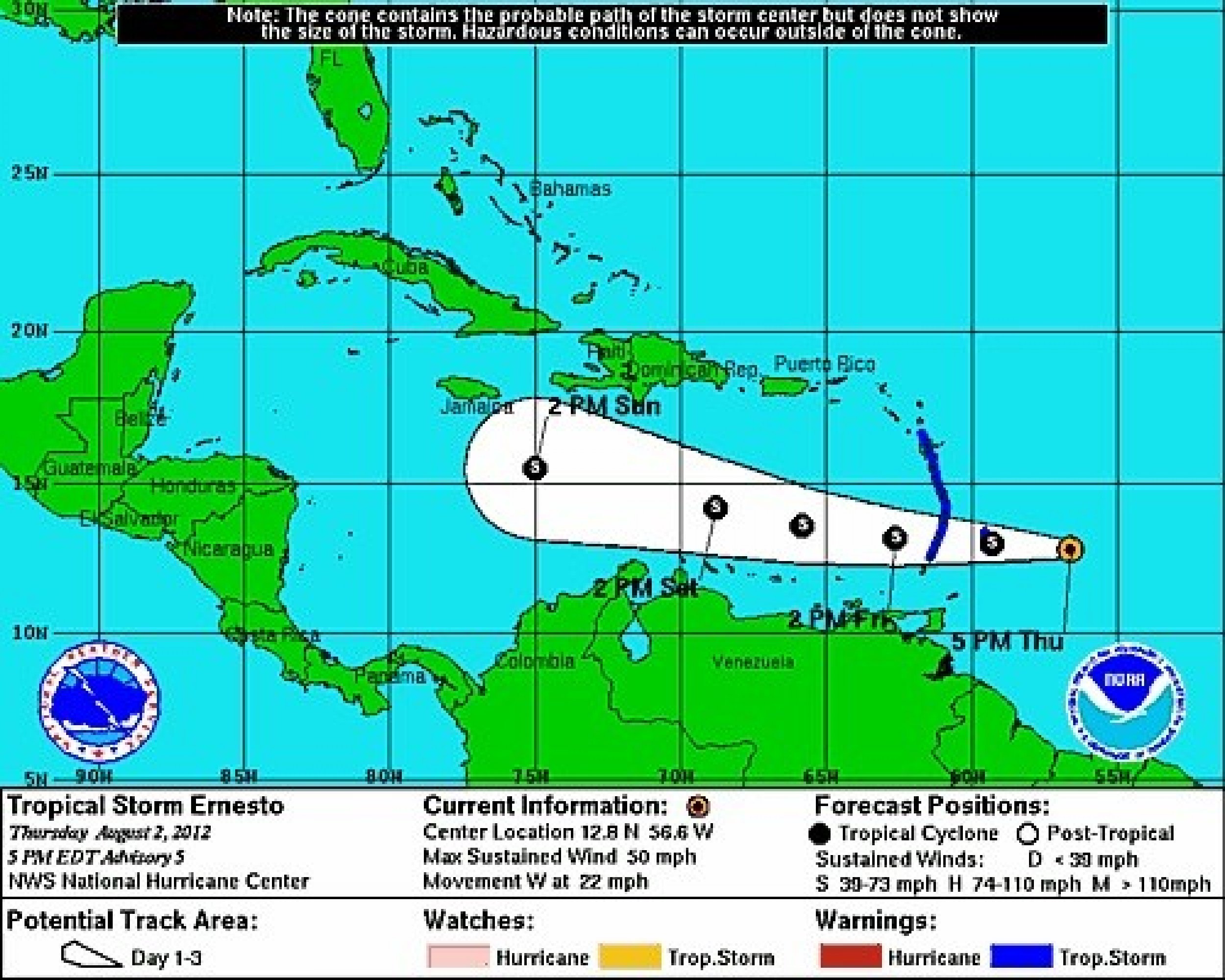 Tropical Storm Ernesto Upgraded From Depression Headed For The   Tropical Storm Ernesto 