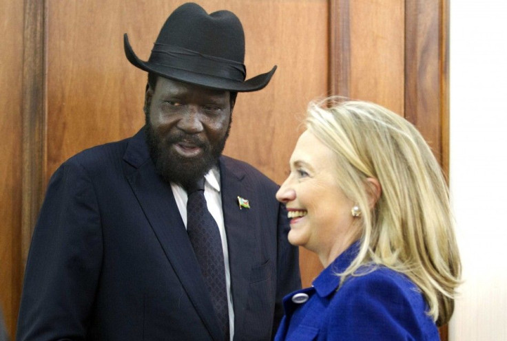 Clinton with South Sudanese president Salva Kiir