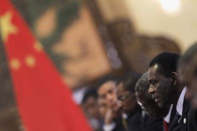 Equatorial Guinea&#039;s President Obiang attends meeting with Chinese President Hu
