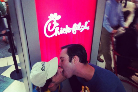 The Black Lips kiss at the Chick-fil-A protest