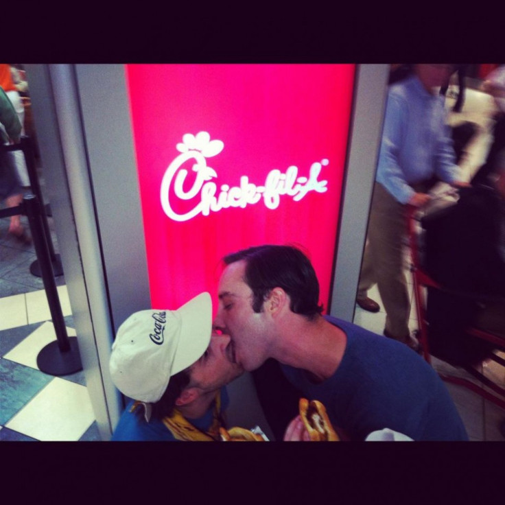 The Black Lips kiss at the Chick-fil-A protest