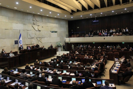 A general view shows the plenum as Israel&#039;s Prime Minister Netanyahu speaks at the Israeli parliament in Jerusalem