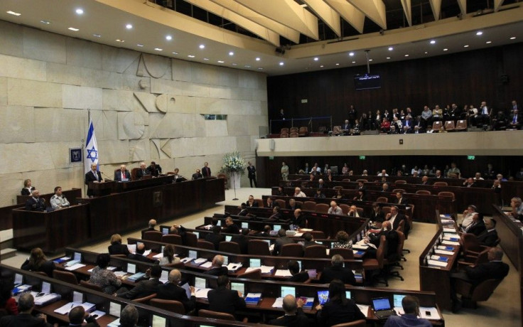 A general view shows the plenum as Israel&#039;s Prime Minister Netanyahu speaks at the Israeli parliament in Jerusalem