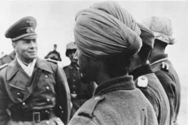 General Field Marshal Rommel with the inspection of a unit of the Indian Legion in France, 1944