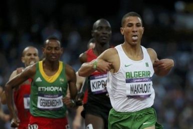 Algeria&#039;s Taoufik Makhloufi, Kenya&#039;s Asbel Kiprop and Ethiopia&#039;s Mekonnen Gebremedhin compete in the men&#039;s 1500m semi-final during the London 2012 Olympic Games at the Olympic Stadium