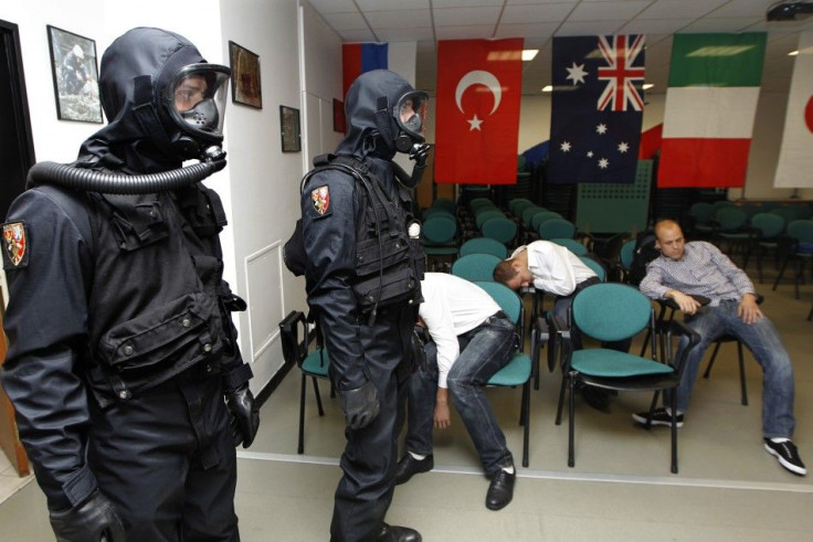 French military civil security forces train in preparation for the Cannes G20 summit in Nogent le Retrou